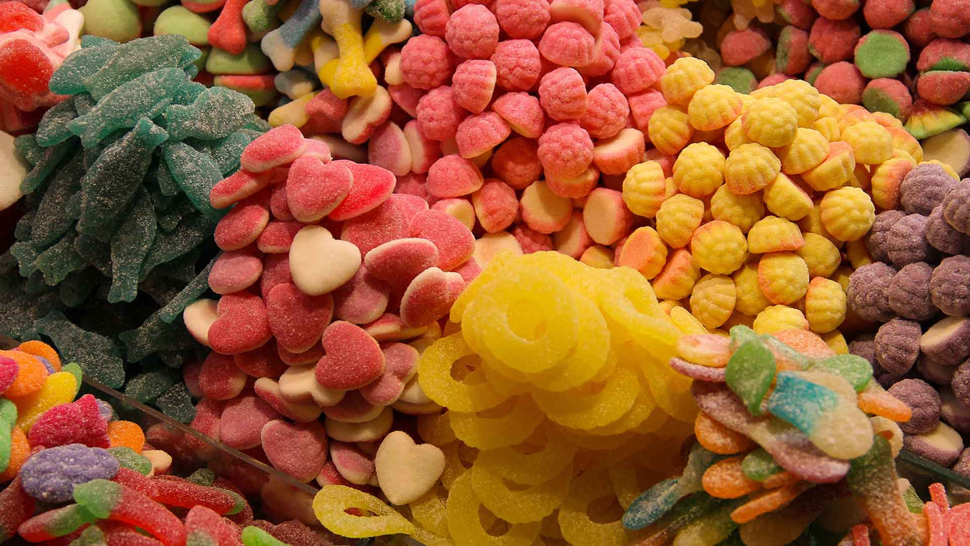 A bunch of types of gummies