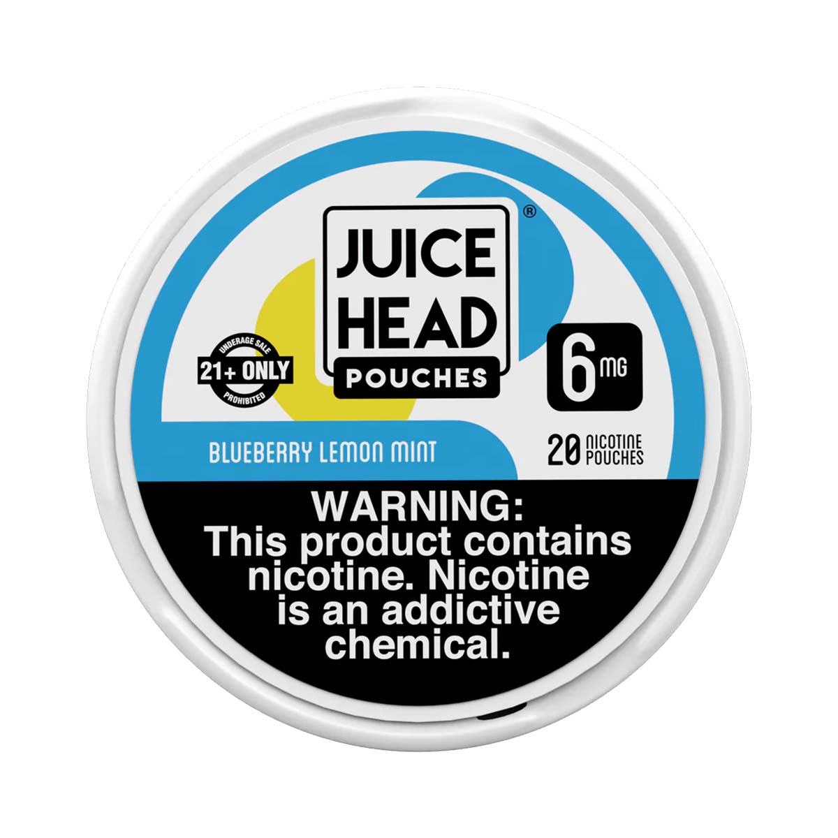 Tin of Juice Head nicotine pouches in Blueberry Lemon Mint