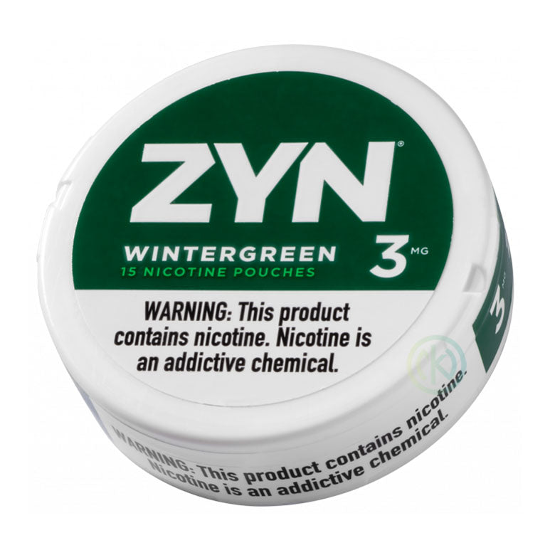 Tin of ZYN nicotine pouches in Wintergreen