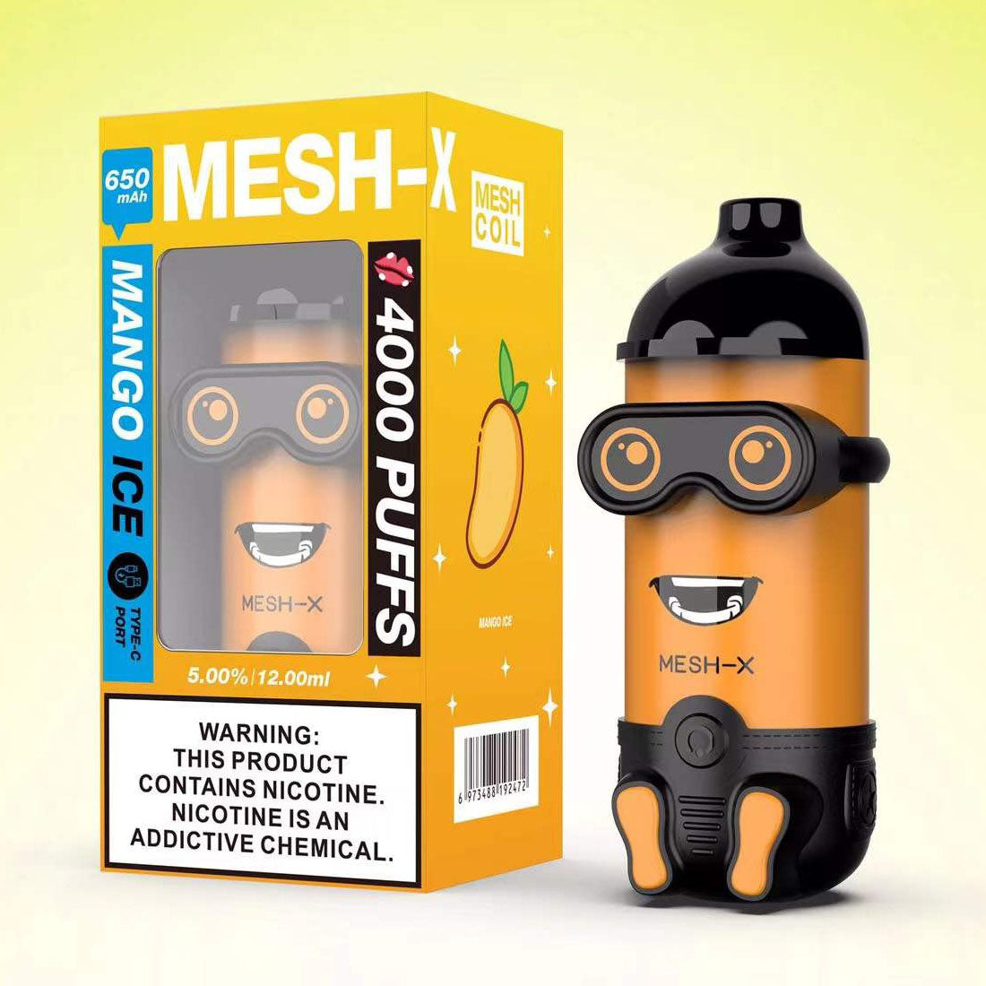 MESH-X Minions vape in Mango Ice flavor