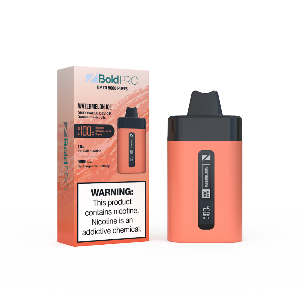 Z Bold Pro - Watermelon Ice - 9000 Puffs - LED Screen with Juice and Battery Indicator