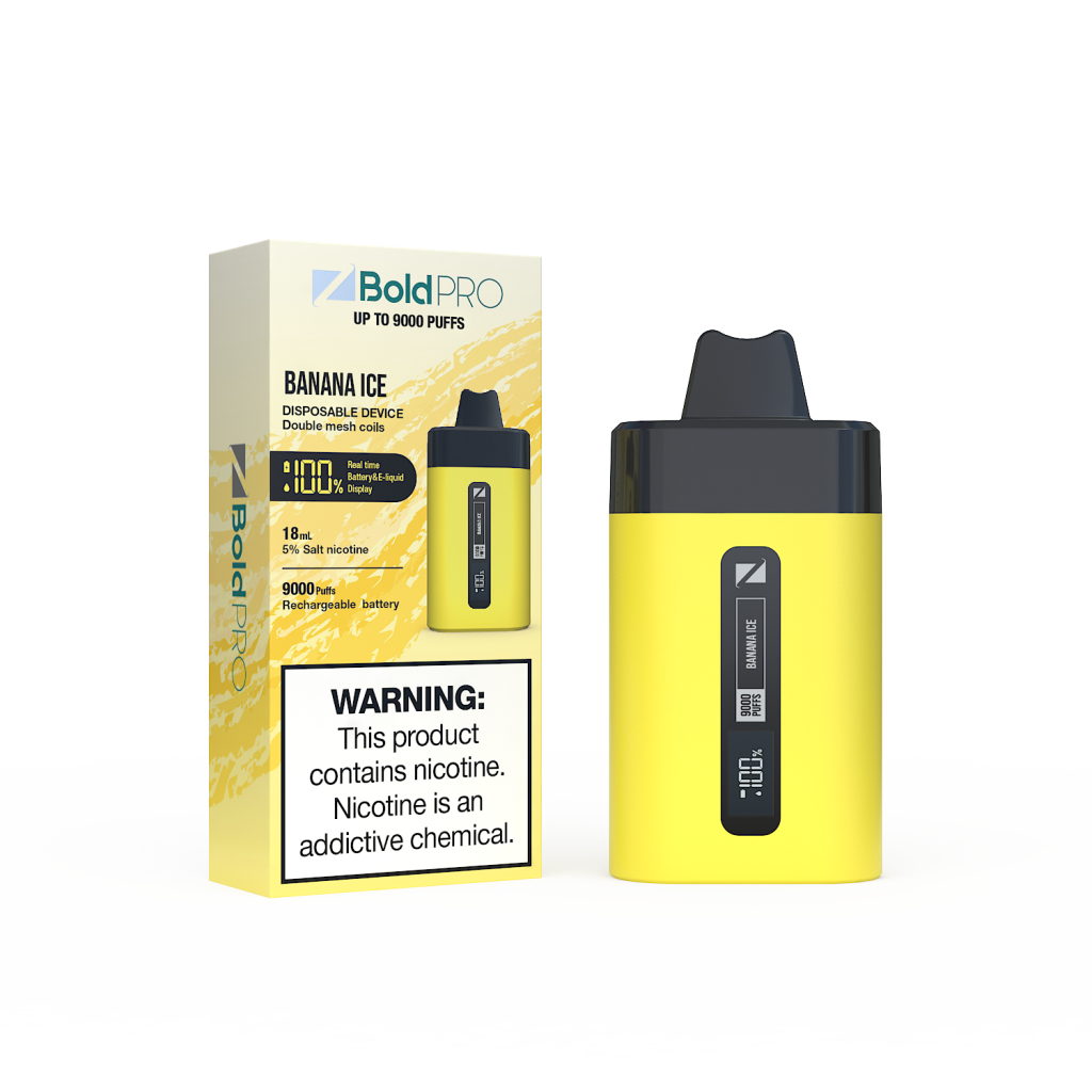 Z Bold Pro - Banana Ice - 9000 Puffs - LED Screen with Juice and Battery Indicator
